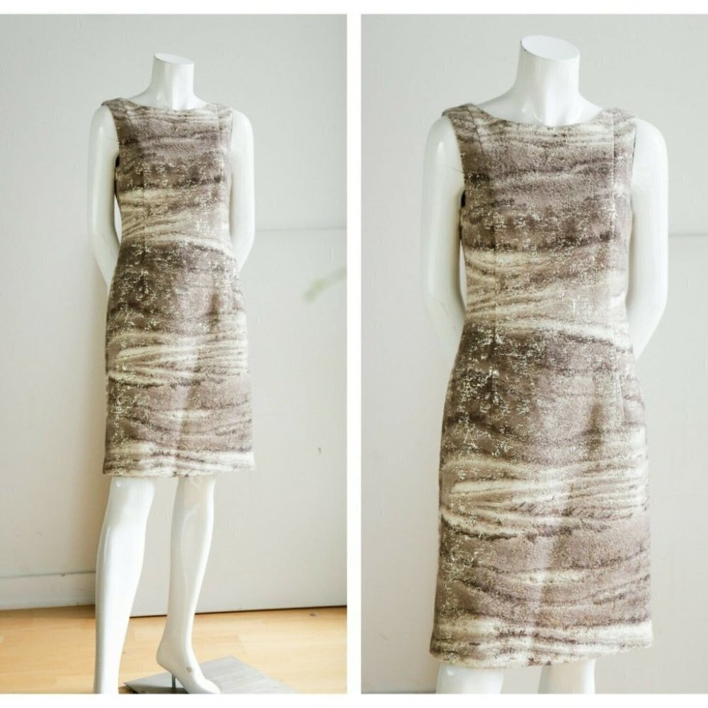Lafayette 148 Wool Silk Blend Bronze Gold Dress